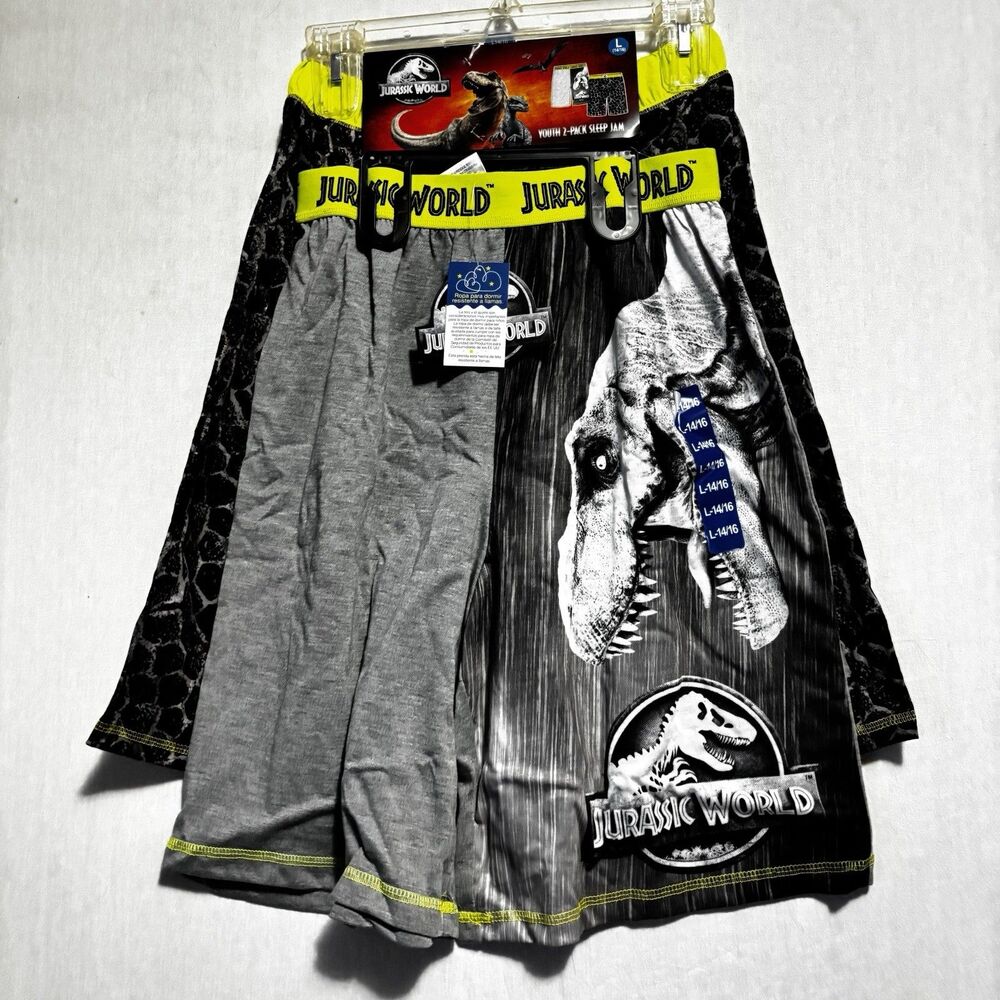 Jurassic World Youth 2 Pack Sleep Jam Pajama Shorts Dinosaur Large 14/16 NWT